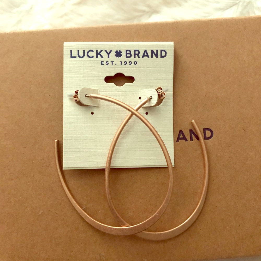 Lucky Brand rose gold hoop earrings